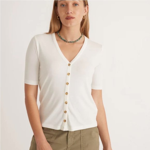 Marine Layer Tops - Never worn - Lexi Rib Button Top in Antique White
